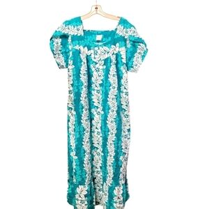Womens Kalena Fashions XL Long Muumuu Hawaiian Tropical Print Dress